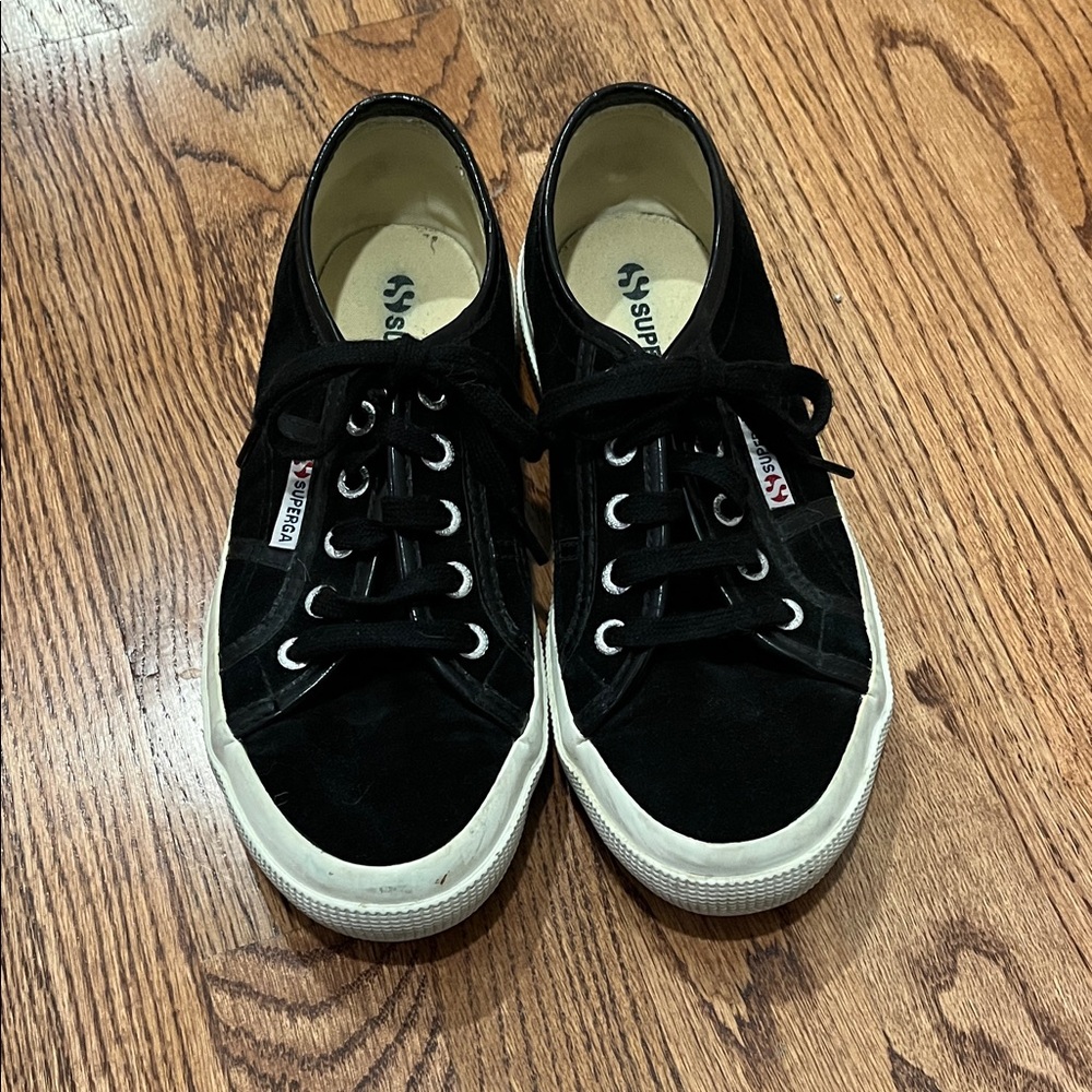 Superga Classic Black Lace-Up Sneakers